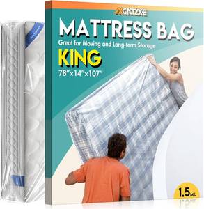 lot 171499 image: Axgatoxe Plastic Mattress Bag for Moving Storage, King Size (1.5MIL)