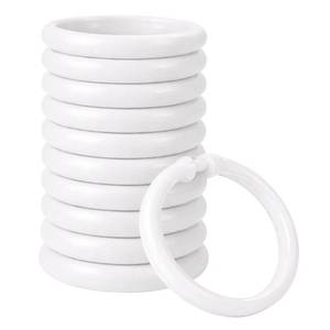 lot 171501 image: 12 Pack Shower Curtain Rings Hooks Plastic Easy Glide Snap Closure Rust Free Fits All Standard Shower Rods Gray