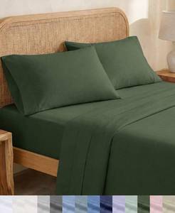 lot 171514 image: California Design Den 100% Organic Cotton King Bed Sheet Set, Olive Green