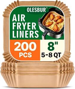 lot 171524 image: OLESBUR Air Fryer Liners Disposable, 200Pcs 8 Inch Airfryer Paper Liners, Unbleached Parchment Paper for Air Fryer Basket, Non-Stick Air Fryer Accessories, Liners for Baking, Parchment Paper Sheets