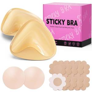 lot 171544 image: Ultra Push up Sticky Bra Pads Inserts, Double Sided Adhesive Bra Inserts, Stick on Bra for Sports Bra Swimsuit (Medium Beige)