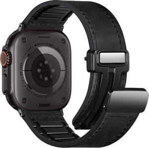 lot 171559 image: Charlam Magnetic Leather Bands Compatible with Apple Watch Bands 49mm 46mm 45mm 44mm 42mm 41mm 40mm 38mm Men Women,Genuine Leather Strap iWatch Bands Ultra 4321 SE Series 12 11 10 9 8 7 6 5 4 3 2 1