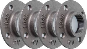 lot 271539 image: 1-14 Floor Flange, Home TZH 4 Pack Malleable iron Pipe Flange for Industrial vintage style, Flanges with Threaded Hole for DIY ProjectFurnitureShelving Decoration (4, 1 14)