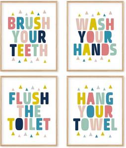 lot 271543 image: Boat Wades Bathroom Kids Decor Wall Art Unframed,Bathroom Wall Decor Kids 8x10 Inches Set Of 4,Colorful Kid Toilet Posters Prints Pictures