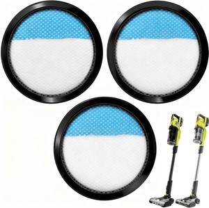 lot 271548 image: 3 Pcs Washable Filter for Ryobi 18V ONE  PCL720, PBLSV716, PBLSV717 Vacuum