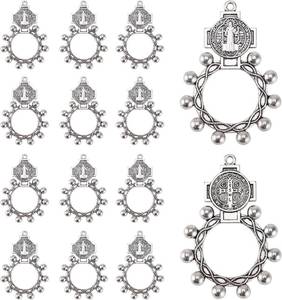lot 271552 image: Finger Rosary Ring Catholic For Baptism Favors Rosaries in Bulk 12 PCS St Benedict Ring,Small Pocket Rosary Keychain for Men,Rosarios Catolicos 12 Pack Para Recuerdos De Bautizo,Medalla De San Benito