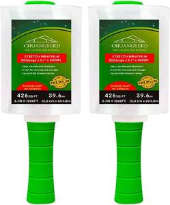 lot 271581 image: 2-Pack Industrial Mini Clear Stretch Wrap Film 80 Gauge 5.1 1000ft for Pallet Wrap with Plastic Handle,Durable Self-Adhering Packing,Moving,Packaging,Heavy Duty Shrink Film Chuangseed