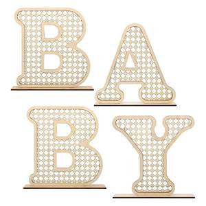 lot 271585 image: 4 Pcs Wood Baby Letters - Each 12inch Boho Nursery Decor for Baby Shower  Rustic Alphabet Letter Home Decoration for Newborns & Birthday Gifts  Perfect Table Centerpiece for Toddler Girls & Boys