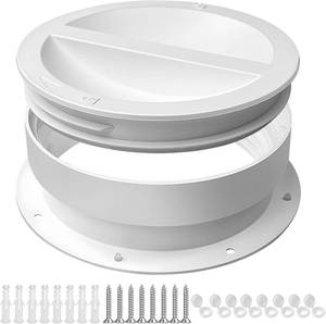 lot 271591 image: 1 Set Dual Size Wall Mount Connector for Portable Ac Vent Ac Exhaust Hose,Fit 6 and 6.5 Inches Hose,with Cover Plug(White)
