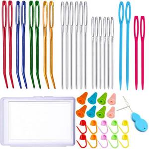 lot 271597 image: Y-Axis 24 Pcs Assorted Yarn Needles Bent Tapestry Needle Weaving Needle Darning Needles with Storage Box  Knitting Stitch Counter  Needle Threader
