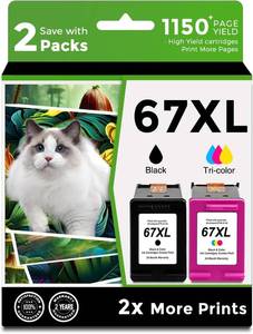 lot 271604 image: 67XL Ink Cartridge BlackColor Combo Pack replacement for HP 67 XL hp67xl