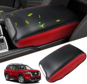 lot 271614 image: SKTU for 2024 2025 2026 Nissan Pathfinder Center Console Cover 2022-2026 Pathfinder Armrest Cover 2023 2024 2025 2026 Pathfinder Accessories Pathfinder R53 Automotive Center Console Soft Cushion (Red)