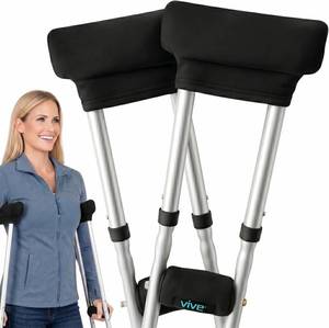 lot 271615 image: Vive Premium Crutch Pads & Hand Grips - Comfortable, Breathable