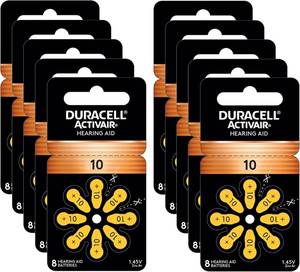 lot 371509 image: Duracell Activair Hearing Aid Batteries Size 10 (80 Batteries)