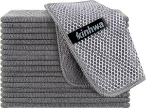 lot 371515 image: KinHwa Dish Cloths for Washing Dishes with Scrub Side, Microfiber Dish Rags