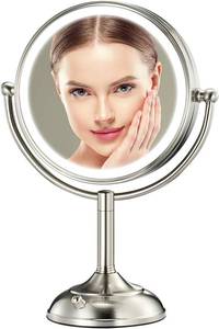 lot 371536 image: Professional 8.5 Large Lighted Makeup Mirror with Brighter Lights, 1X10X True HD Magnifying Mirror with 3 Color Dimmable Lights, 90 Shadowless LEDs, 360 Swivel Seamless Vanity Mirror, Pearl Nickel