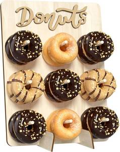 lot 371542 image: Wood Donut Wall Display Stand Holds 9 Donuts, 1 Pack Natural