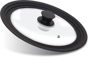 lot 371543 image: Anaeat Silicone Universal Lid for Pots, Pans and Skillets - Tempered Glass Covered with Heat Resistant Silicone Rim Fits 9.5, 10 and 11 Diameter Cookware -Easy to Use Replacement Frying Pan Cover