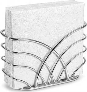 lot 371546 image: Napkin Holder for Table, Silver Iron Upright Paper Dispenser