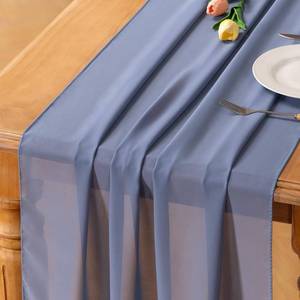lot 371554 image: Dusty Blue Chiffon Table Runner Fall Boho Wedding Birthday Party Decor