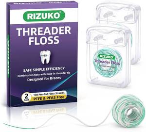 lot 371559 image: Expanding Threader Floss for Braces, Bridges & Implants, Unflavored, 130ct