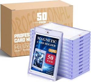 lot 371567 image: 50ct Magnetic Card Holders for Trading Cards, 35pt Acrylic Card Protectors Baseball Card Display Case Fit for Sports Cards, MTG Cards,Standard Cards