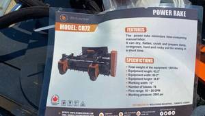lot 78081 image: 72 Inch Hydraulic Skid Steer Power Rake (CR72) - Retail $0