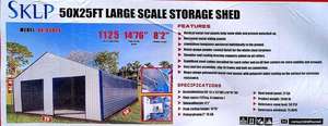 lot 80021 image: 50 ft x 25 ft Steel Large Scale Storage Building Kit (SK-S5025) - Retail $0