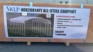 lot 81004 image: 40 ft x 20 ft x 14 ft All-Steel Carport (SK-SC40) - Retail $0