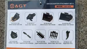 lot 83036 image: AGT  Mini Excavator Attachment 9 pc Set   12EX-ATA