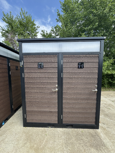 lot 85007 image: Double Portable Restroom Container �� 2-Stall Outdoor Toilet Unit  (EQ13MSD WC13MSD)