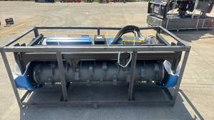 lot 86019 image: 72 Inch High-Flow Hydraulic Drum Mulcher for Skid Steer Loaders (RMBD72SS-BLUE)  - Retail $0
