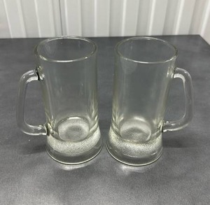 lot 11 image: Glass Beer Mugs with Frosted Base 2-Pack