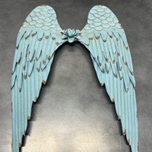 lot 36 image: Metal Decorative Angel Wings Wall Art with Flower Accent