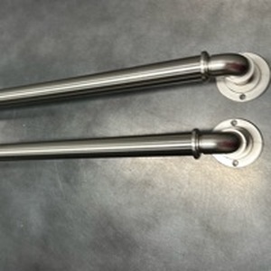 lot 41 image: Pair of Stainless Steel curtain rods with Wall Mounting Flanges