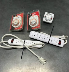 lot 45 image: Timex Heavy Duty Grounded Timer 2-Pack, Power Strips and Intermatic Timer Lot