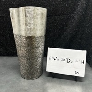 lot 60 image: 16in Silver Crackle Vase 8W x 5.25D x 16H