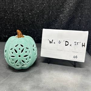 lot 65 image: Ceramic Pumpkin Decorative Accent 6 W x 7.5 H