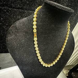 lot 76 image: Drip Factory 22 in. Necklace 10MM Wide Stainless Steel Cubic Zirconia