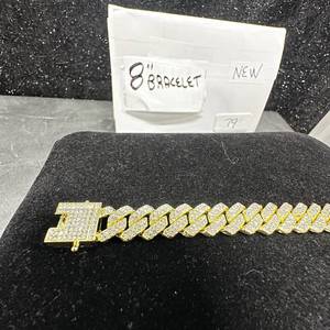 lot 79 image: 8 inch Bracelet with Rhinestone Accents and Clasp