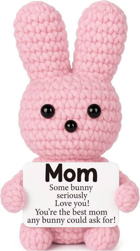 lot 78914 image: Mini Birthday Gifts for Mom from Daughter Son Positive Crochet Pink Bunny
