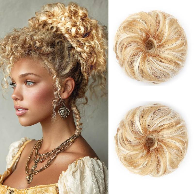 lot 48617 image: Large Messy Bun Hair Piece, Hair Bun for Women, 27H613, 2Pcs