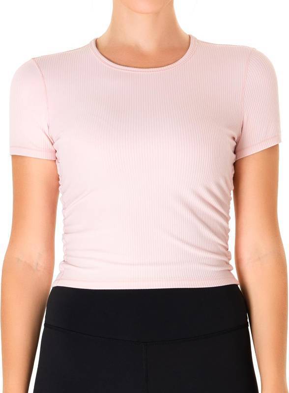lot 48097 image: 2 Pack YUNOGA Womens Workout Top Short Sleeve Ribbed T-Shirt Compression Athletic Yoga Shirts SIZE S