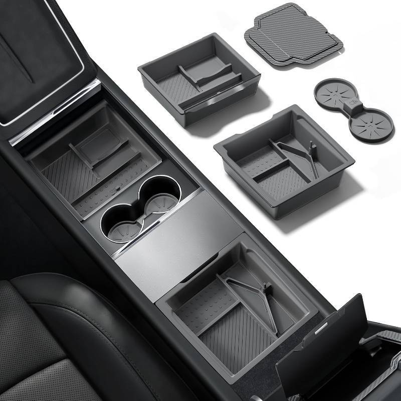 lot 79056 image: REEVAA 4-in-1 Tesla Center Console Organizer Set for Model YYL 2026, Gray