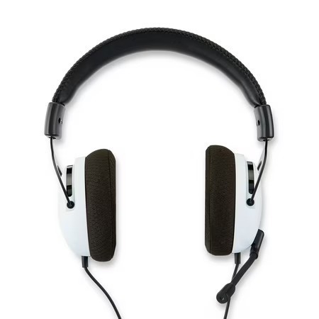 lot 8113 image: onn. PlayStation Wired Video Game Headset with 3.5mm Connector, Flip-to-Mute Mic, Lightweight Steel and 40mm Speakers - Black and White