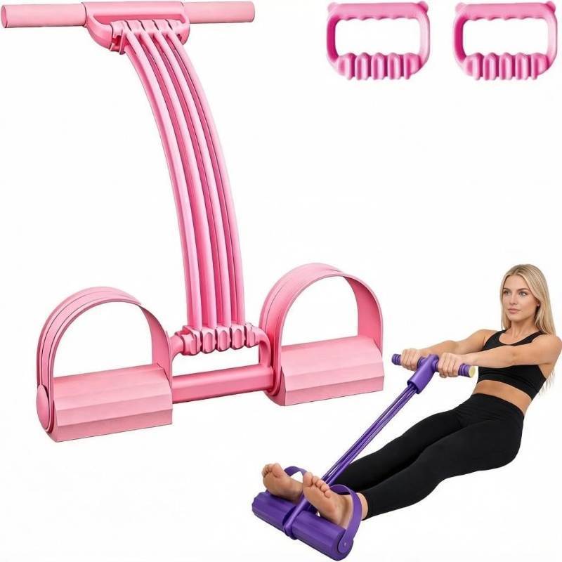 lot 79001 image: Multifunction Pedal Resistance Band with Handle 8 Tube 3 in 1 Exercise Band