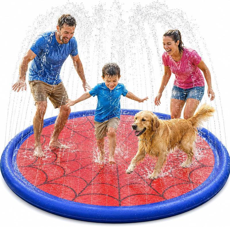 lot 79032 image: Splash Pad for Kids & Dogs, Upgrade Non-Slip Thicken Backyard Sprinkler Water Pad, Toddler Sprinkler Pool, Summer Outdoor Water Toys