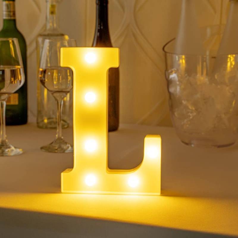 lot 8378 image: Restaurantware Illumify 5.9 x 1.2 x 8.7 Inch Light Up Letter 1 Durable Marquee LED Light - Letter L Touchproof White Plastic Party Light Keyhole Slot For Parties Weddings Or Special Events