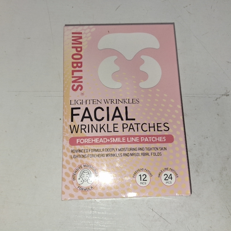 lot 78405 image: IMPOBLNS LIGHTEN WRINKLES FACIAL WRINKLE PATCHES 12 Forehead Patches  24 Smile Line Patches