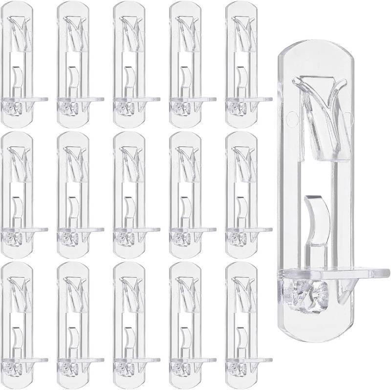 lot 40467 image: uxcell 16 Pcs Plastic Locking Shelf Pins, Self-Locking Shelves Support Pegs Clear Brackets Clips Fit 6.9mm Hole 1316(20mm) Thick Shelf for Bookcase, Closet, Kitchen Furniture